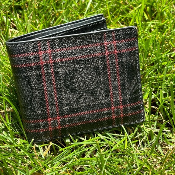 Coach Other - Coach | Signature Canvas Bifold Wallet in shirting plaid textured leather